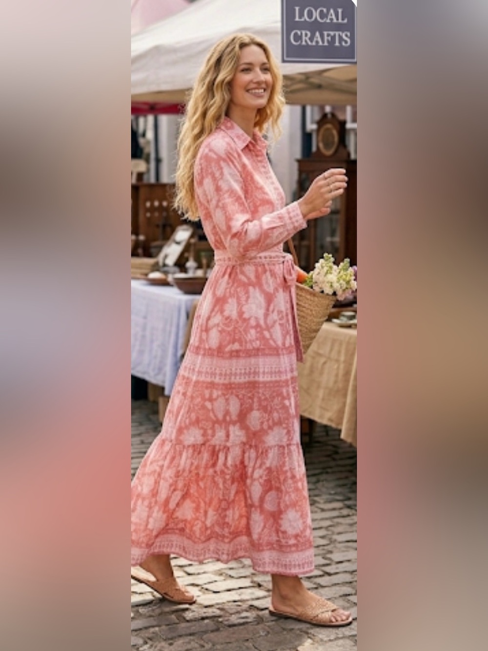 SalRosa Emmi Maxi Shirt Dress NWT, Size Medium in Strawberry Red Made in India